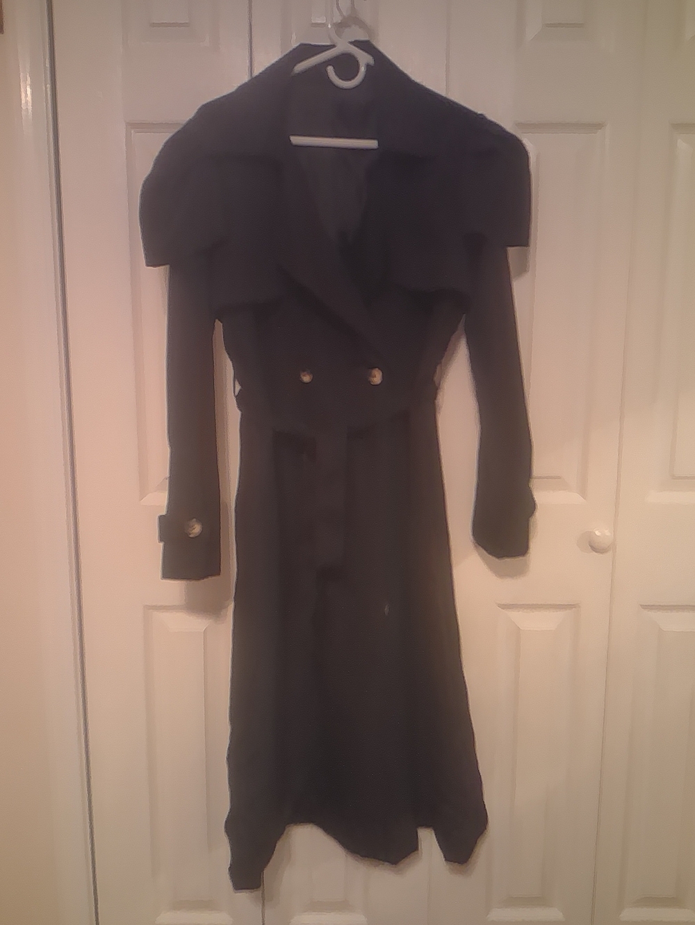 Classic Black Trench Coat with Belted Waist